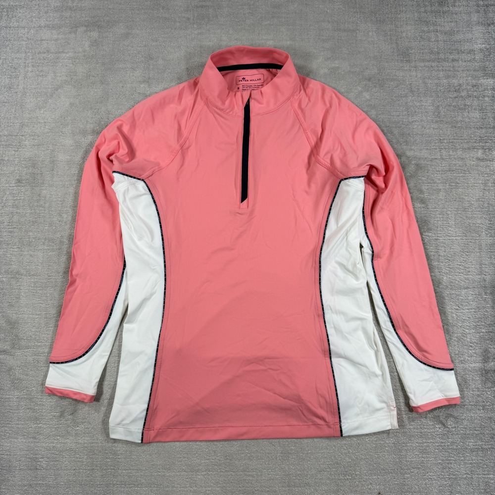Peter Millar Shirt Women Small Pink Colorblock Quarter Zip Pullover UPF Golf NWT